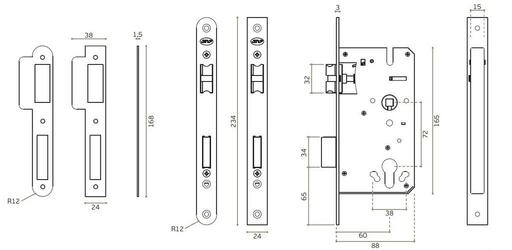 FECHADURA IN.20.895 x 60 INOX