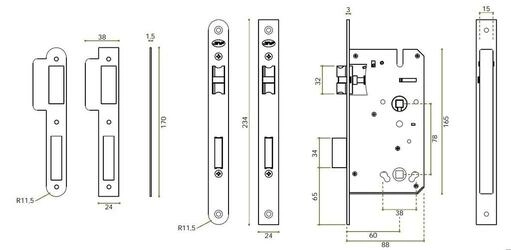 FECHADURA IN.20.896 WC INOX x 60 mm