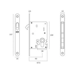 FECHADURA IN.20.915 S/CONCHA INOX P/CORRER