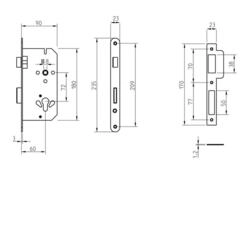 FECHADURA S-980 x 60 - INOX - TUPAI
